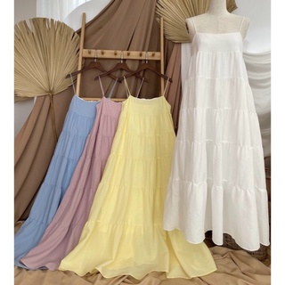 Đầm maxi 2 dây nhiều tầng form babydoll