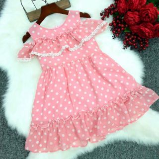 Đầm bi rớt vai cho bé gái (12-32 kí)