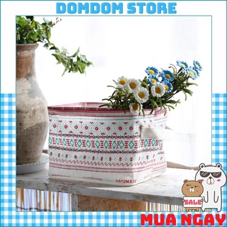 Giỏ đựng đồ cá nhân, văn phòng in họa tiết dễ thương, hộp vải trang trí góc làm việc bàn học - Domdom Store