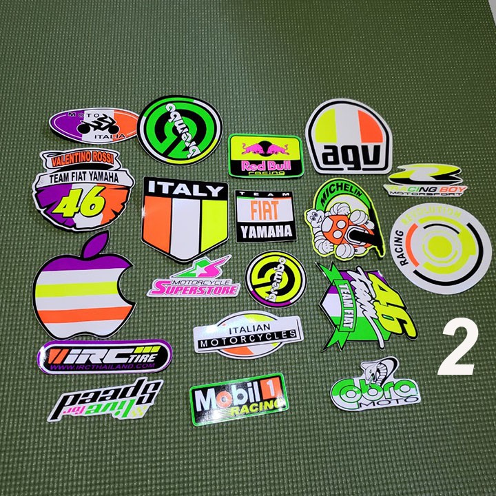 BỘ 20 DECAL DÁN NÓN BẢO HIỂM, LAPTOP, ĐIỆN THOẠI, XE MÁY
