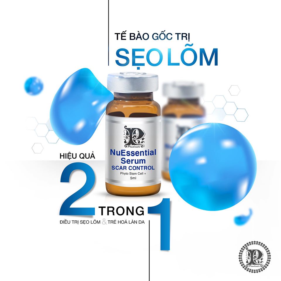 Tế bào gốc NuEssential Serum Scar Control Nuwhite 5ml làm đầy sẹo rỗ, sẹo lõm dùng sau lăn kim