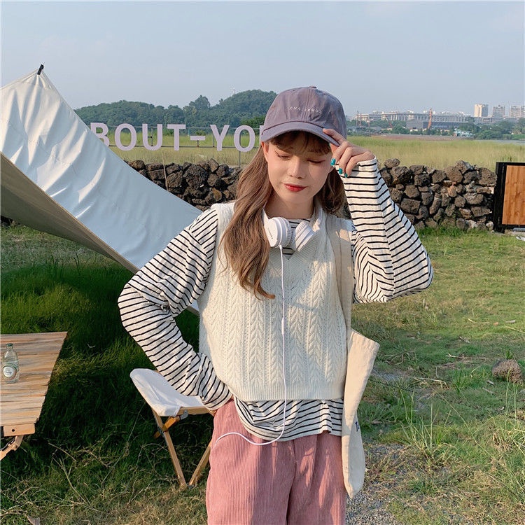 Áo Len Không Tay Cổ Chữ V Kiểu Dáng Đơn Giản Hợp Thời Trang Cho Nữ