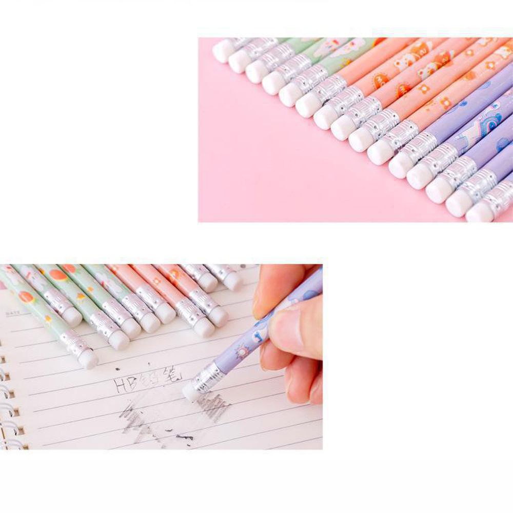 Set 10 Bút Chì Gỗ Họa Tiết Hoạt Hình Dễ Thương Cho Học Sinh