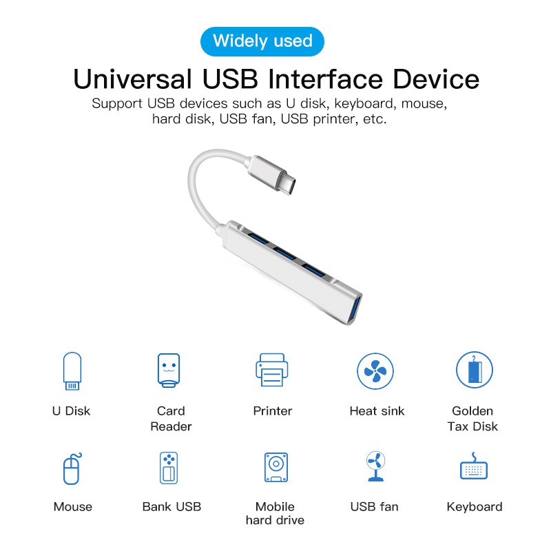 Hub chuyển đổi USB Type C sang Usb 3.0 tốc độ cao 4 trong 1