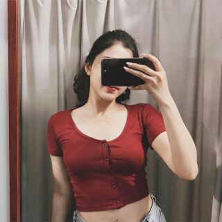FREESHIP ĐƠN 50K_ Áo Croptop Nút Thật