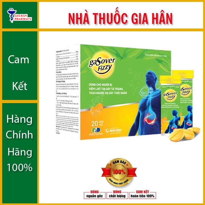 Viên Sủi GASOVER FIZZY - Hỗ Trợ Giảm Nguy Cơ Trào Ngược Dạ Dày Thực Quản, Đau Dạ Dày