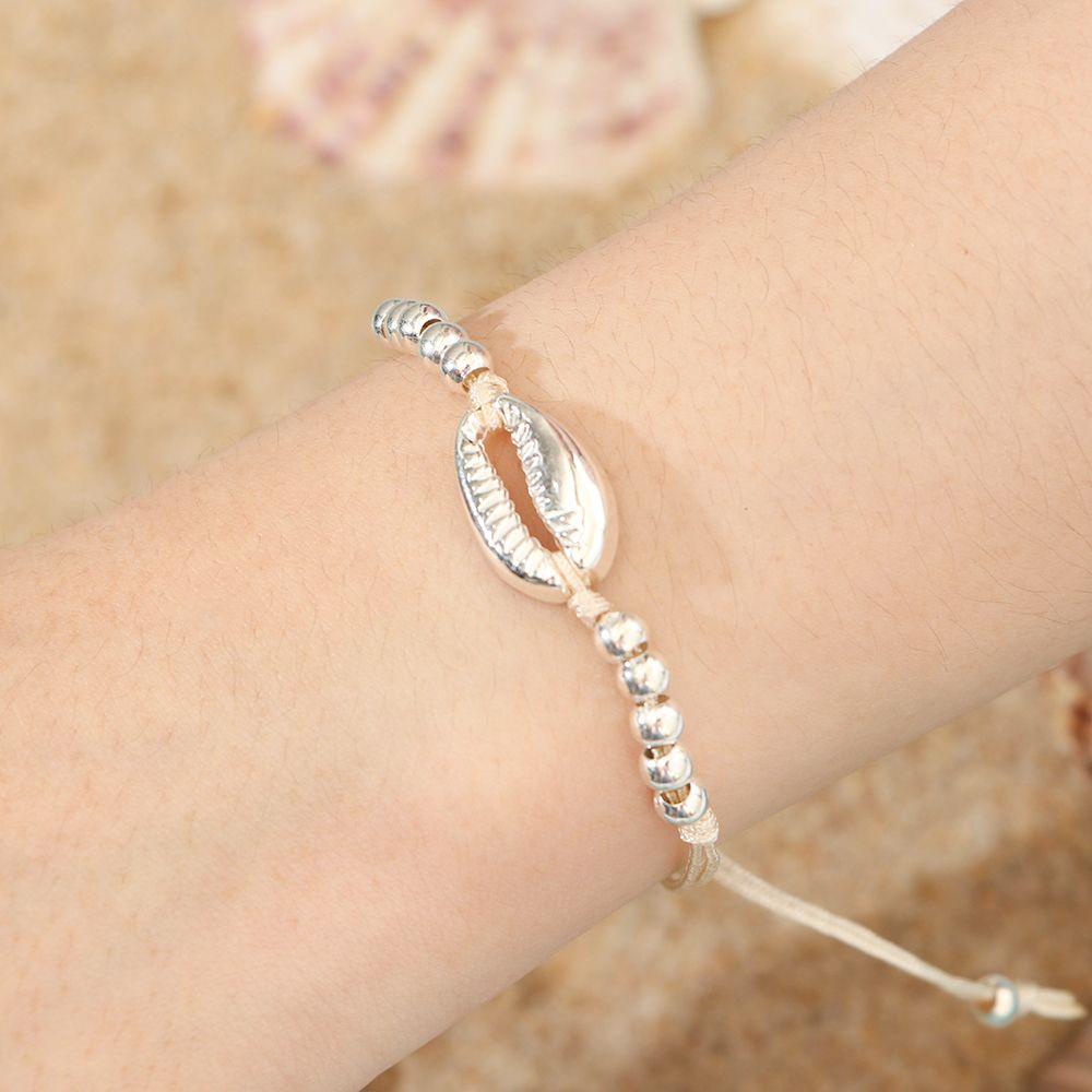 Vòng Tay Xỏ Hạt Vỏ Sò Handmade Có Thể Điều Chỉnh Phong Cách Dân
