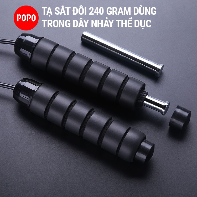 Dây nhảy dây POPO TS23 thiết kế mới kèm thêm tạ sắt theo sở thích, lõi dây thép 6mm, tay nắm có vân êm ái thoáng khí