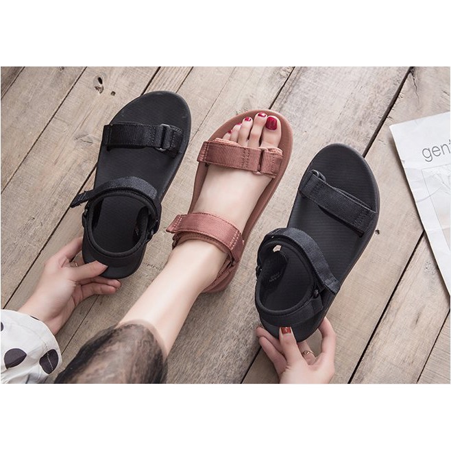 3L07 Sandal quai vải khóa dập giầy thể thao nữ thời trang đế cao su đi làm đi chơi trong nhà êm chân