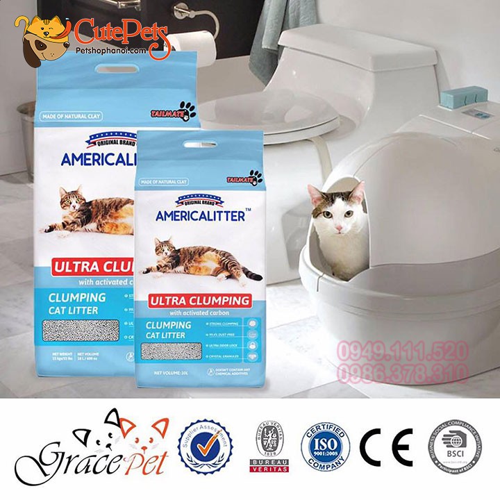 Cát vệ sinh cho Mèo America Litter 10L - Cutepets phụ kiện chó mèo Pet shop Hà Nội