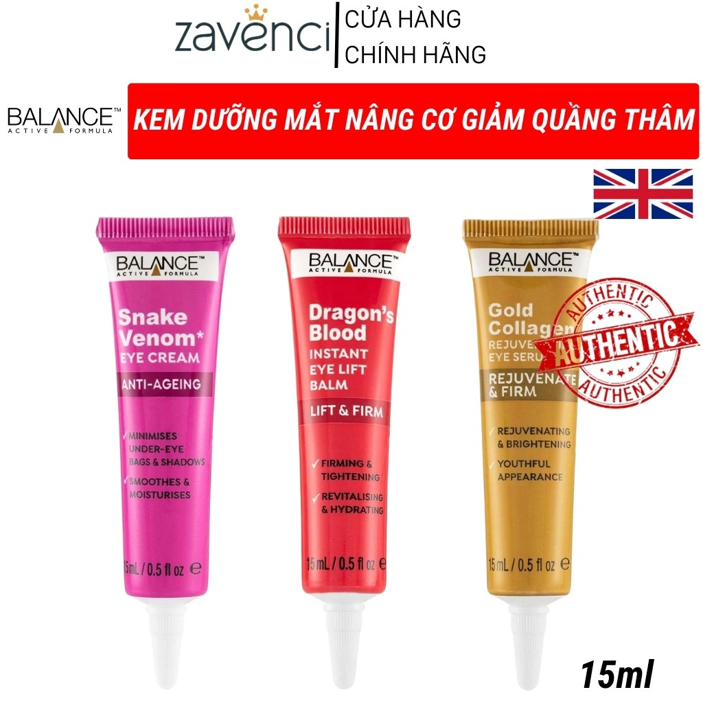 Kem Mắt Balance Nọc Rắn Máu Rồng Gold Collagen Chống Lão Hóa (15ml)