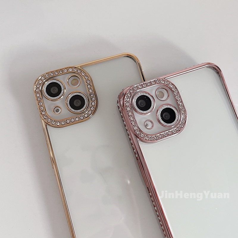 Ốp Điện Thoại Silicon Trong Suốt Chống Sốc Đính Kim Cương Lấp Lánh Sang Trọng Cho IPhone 13 11 12 Pro Max