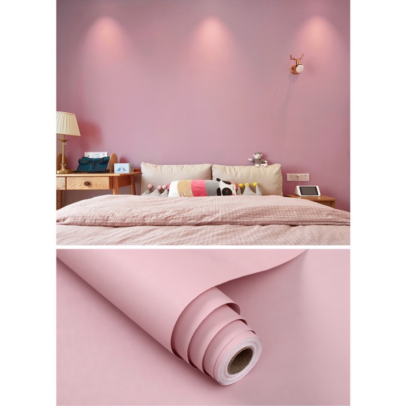 Decal 1m giấy dán tường màu thuần - mặt nhám có sẵn keo dán khổ 45cm