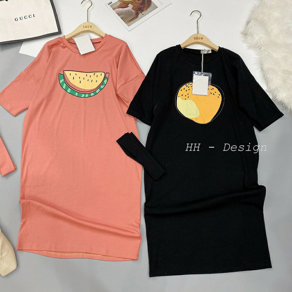 [ Mã FAMAYWA2 giảm 10K đơn 50K] đầm suông cộc tay in hình hoa quả chất cotton | BigBuy360 - bigbuy360.vn