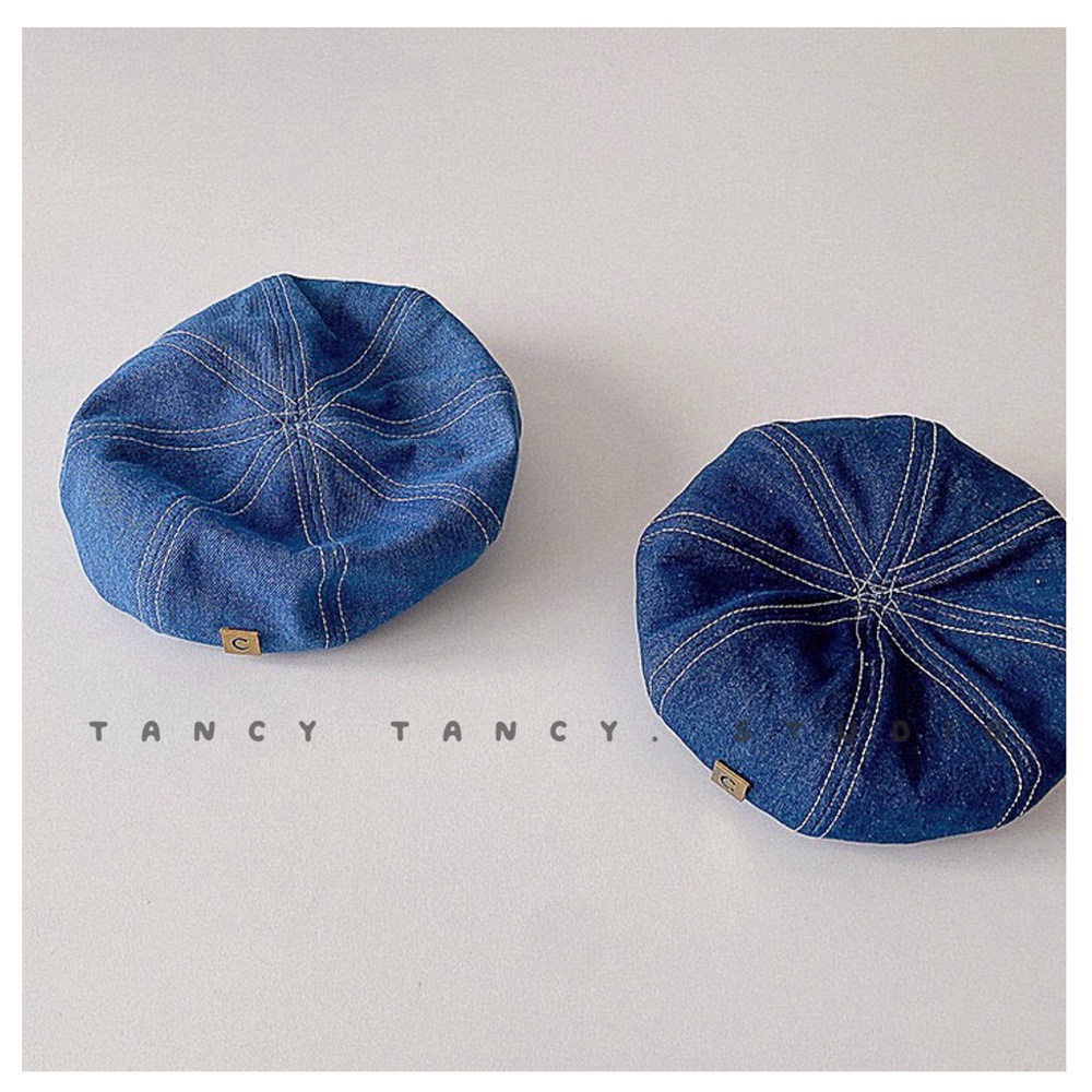 Mũ Beret Denim Thời Trang Cho Trẻ Em 3-8 Tuổi