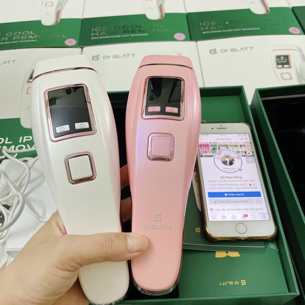 Máy triệt lông mini và trẻ hóa làn da Dr Glatt IPL PRO tích hợp chế độ triệt lạnh