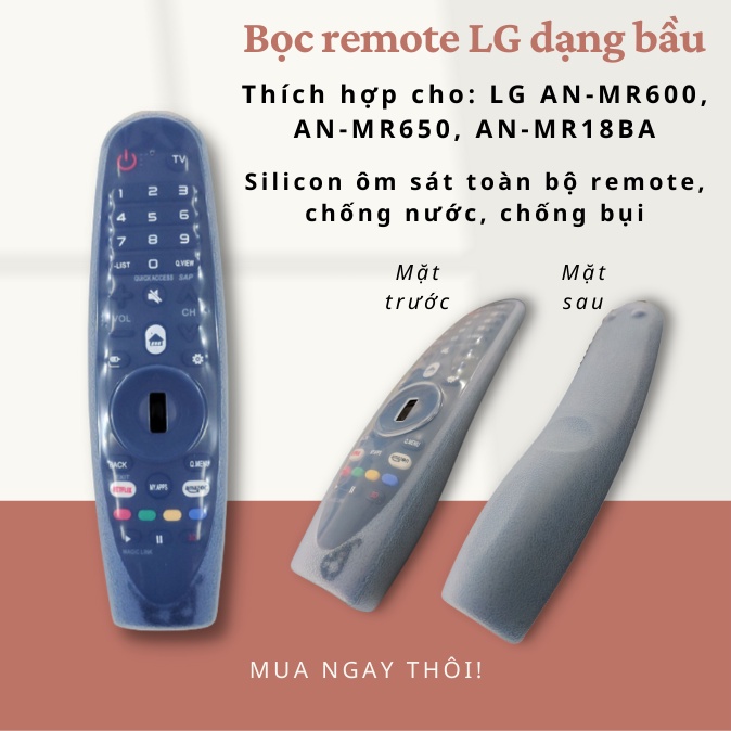 Vỏ bọc remote tivi LG loại dày chống bụi bẩn, chống shock, I024, I025, I026