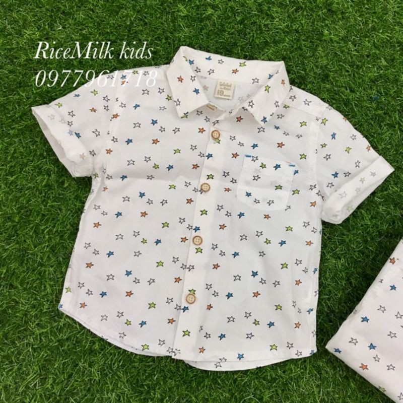 Áo sơ mi cộc hình sao yamp boy xuất dư xịn cho bé trai