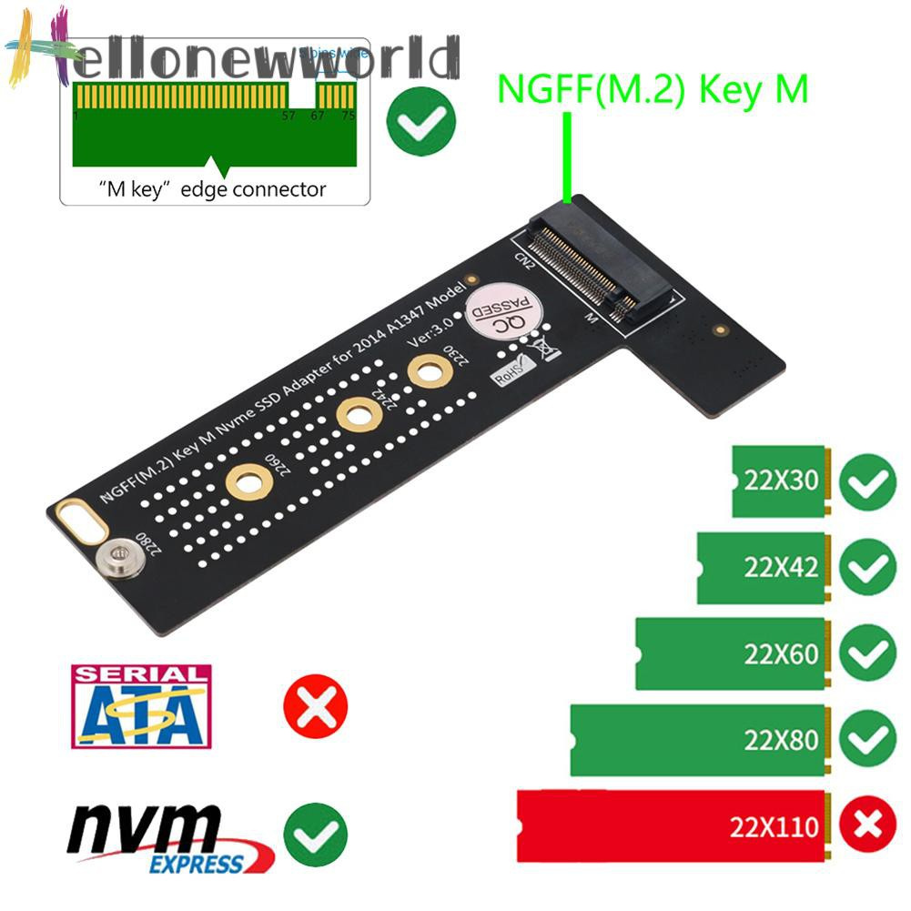 Hellonewworld M.2 NGFF NVME M-Key SSD Adapter for 2014 Macbook Mini A1347 Model Converter