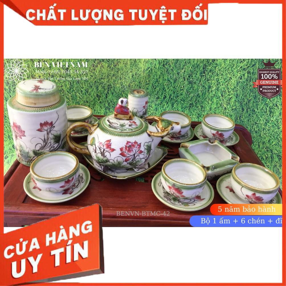 [FREESHIP] Ấm pha trà Gốm Sứ Bát Tràng Men Cổ vẽ tay cao cấp - BENVN-BTMC-42