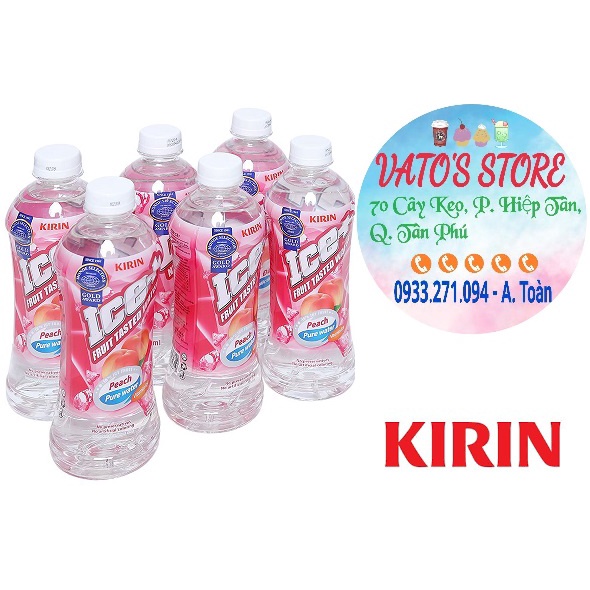 Thùng 24 chai nước trái cây Ice+ vị đào 490ml / Lốc 6 chai nước trái cây Ice đào 490ml