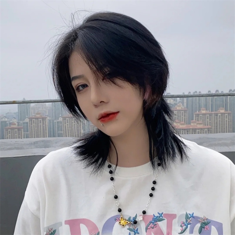 Tóc giả ngắn màu đỏ hóa trang đầu sói cá tính cho nam và nữ