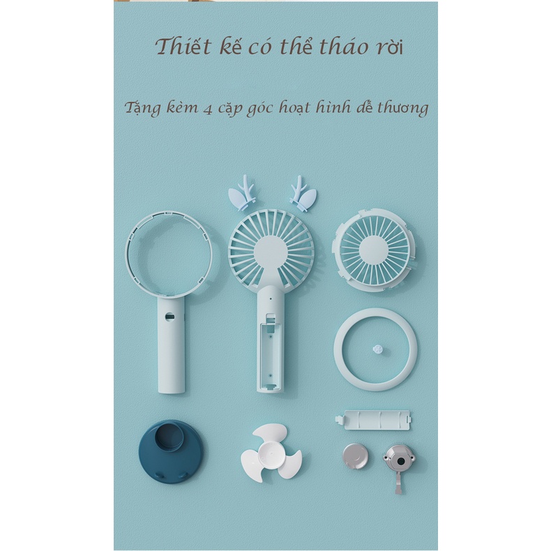 Quạt mini tích điện cầm tay để bàn cute giá rẻ văn phòng sạc USB-Sweet camping