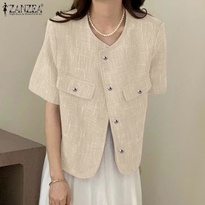 Áo khoác blazer ZANZEA tay ngắn thời trang cho nữ