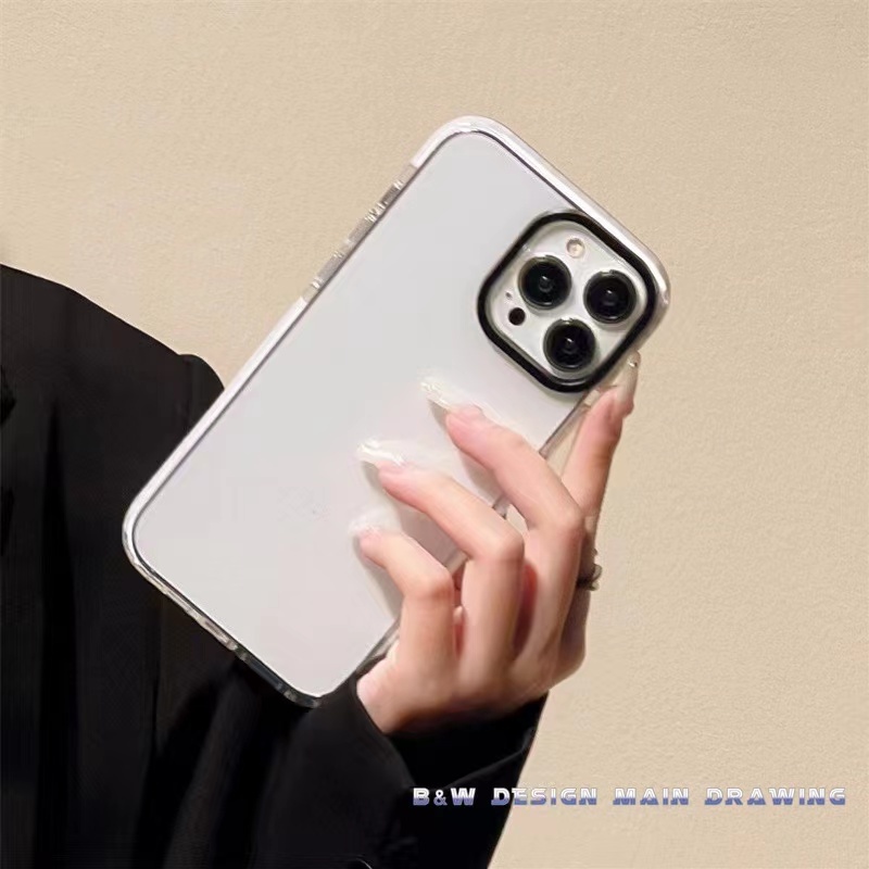 Ốp Điện Thoại Mềm Trong Suốt Viền Trắng Đen Đơn Giản Chống Sốc Cho iPhone 13 12 11 Pro MAX IX XS MAX XR 7Plus 8Plus