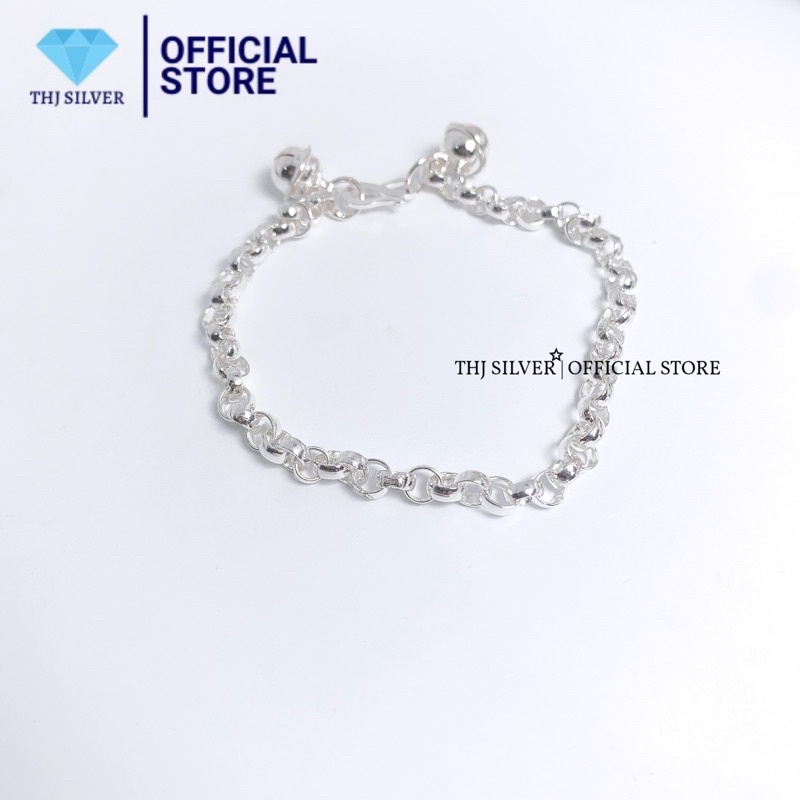 Lắc tay họng mo tròn mix chuông cho bé yêu bạc ta-THJ SILVER