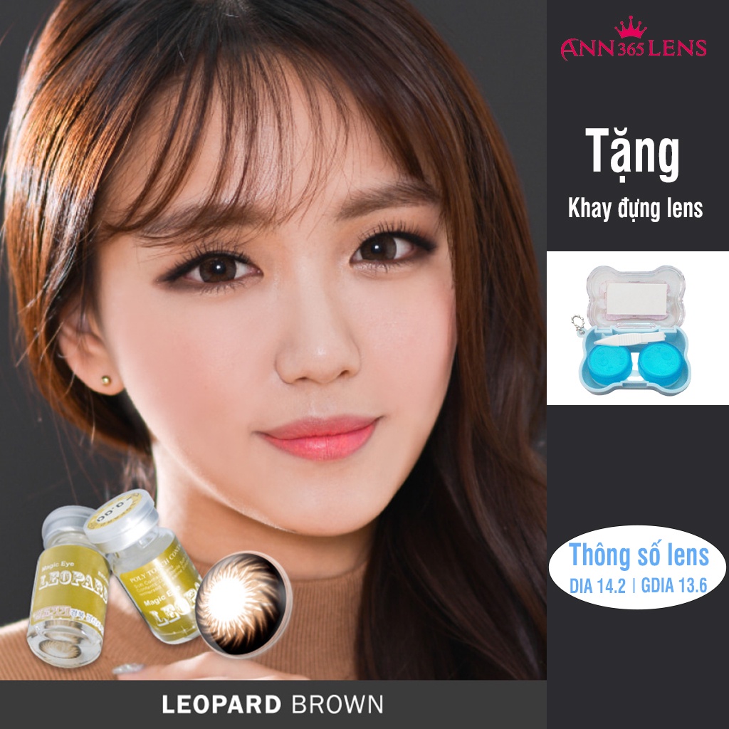 Lens mắt màu nâu đỏ Leopard Brown  ANN365 dành cho mắt nhạy cảm dùng 1 năm