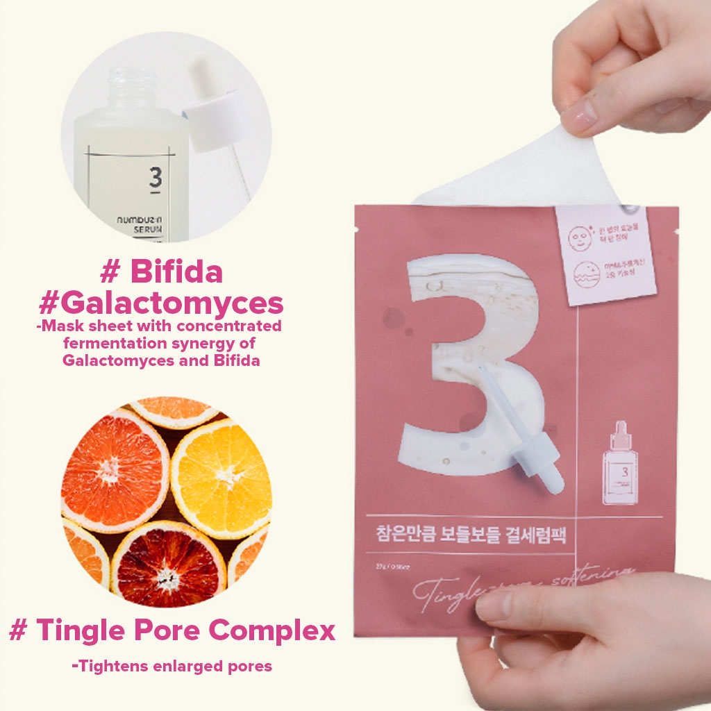 /// Numbuzin Sheet Mask /// Mặt nạ làm mềm da Numbuzin số 1 Dewy Glow Spa/ số 2 65% Voluming/ số 3 Tingle-Pore/ số 4 Icy Soothing / TOPKOREA / Shipping from korea