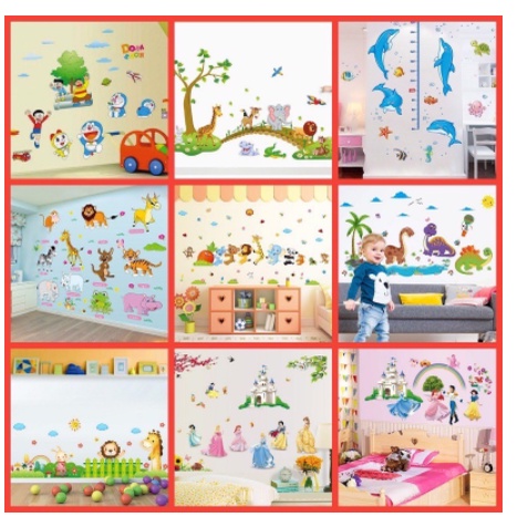 Combo Decal dán tường hoạt hình - nhiều mẫu dễ thương cho bé