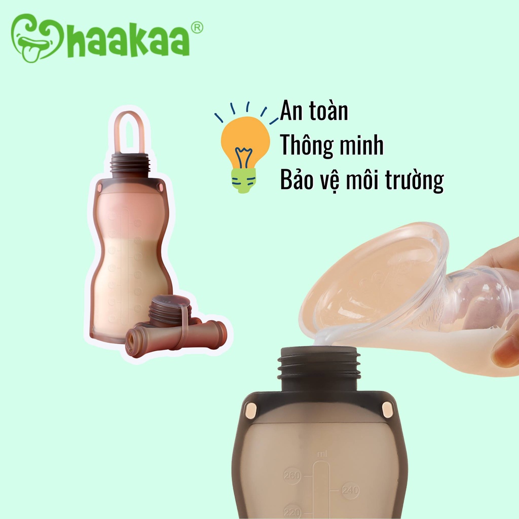 Túi trữ sữa silicone cho bé Haakaa, Dung tích 260ml