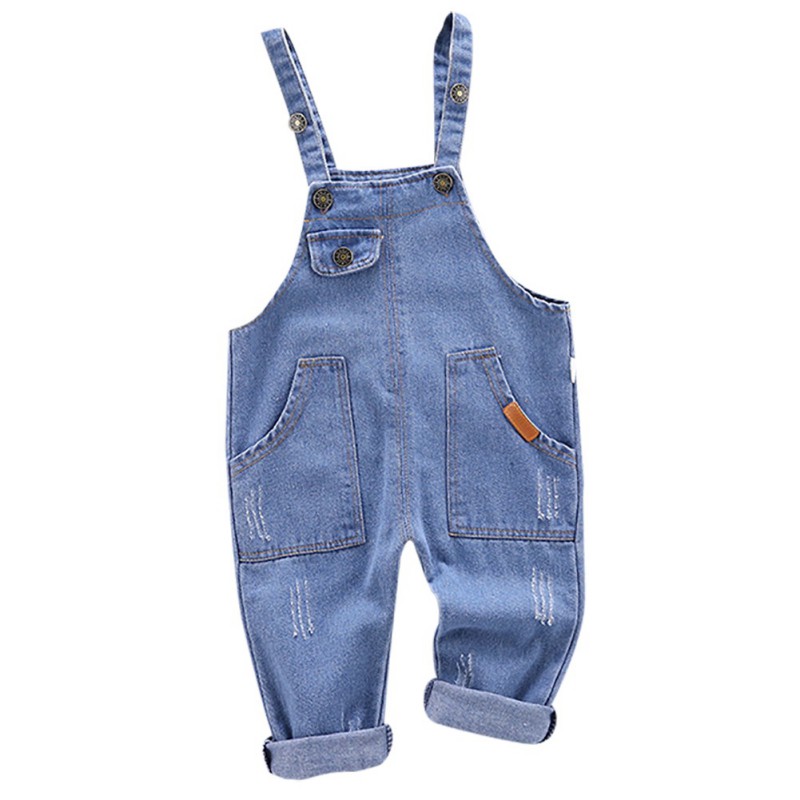 Quần Yếm Denim Màu Trơn Cho Bé Trai