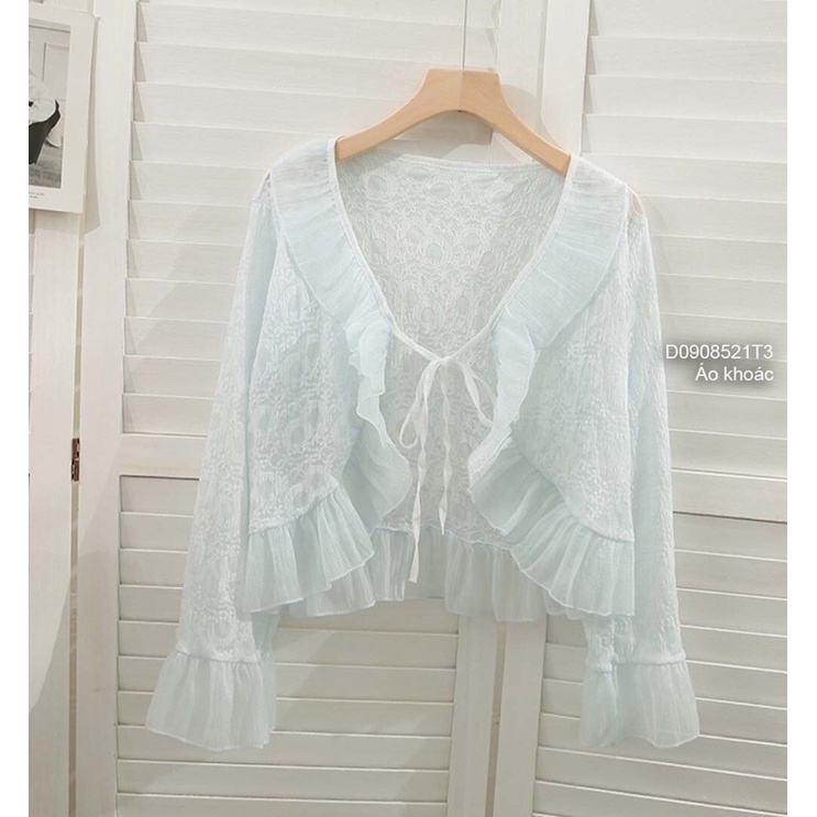 Áo khoác ren lai phối bèo kiểu thắt nơ TT0908