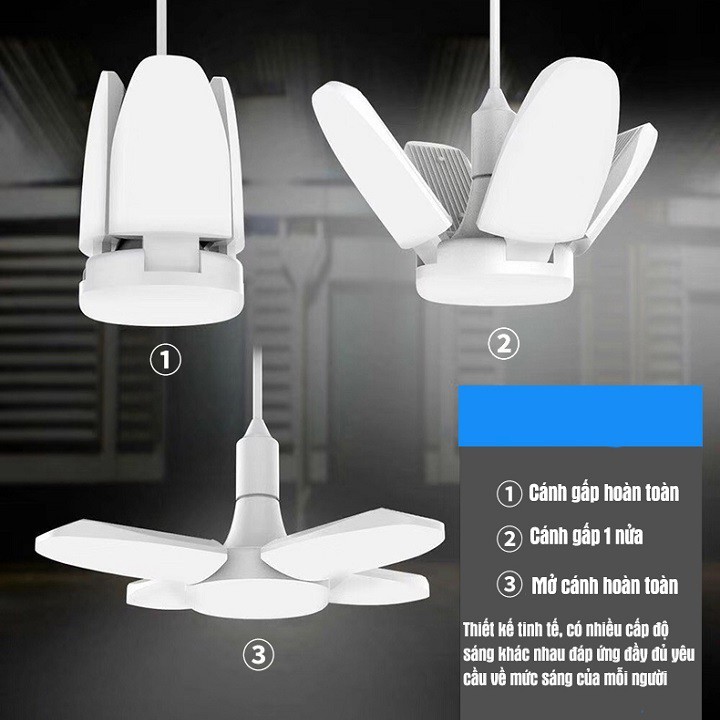 Bóng đèn led hình 4 cánh quạt - Đèn LED cánh quạt đuôi E27 siêu tiết kiệm điện - hàng chuẩn ánh sáng trắng siêu sáng