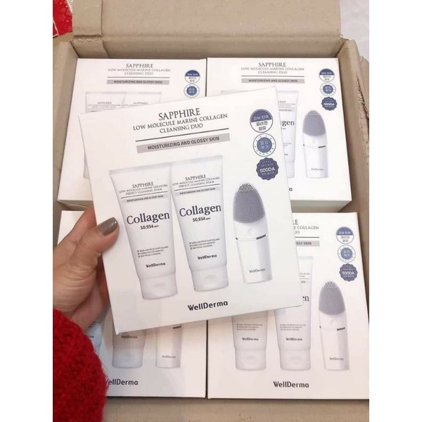 Set 2 tuýp sữa rửa mặt WELLDERMA 150ml + tặng máy rửa mặt dùng pin