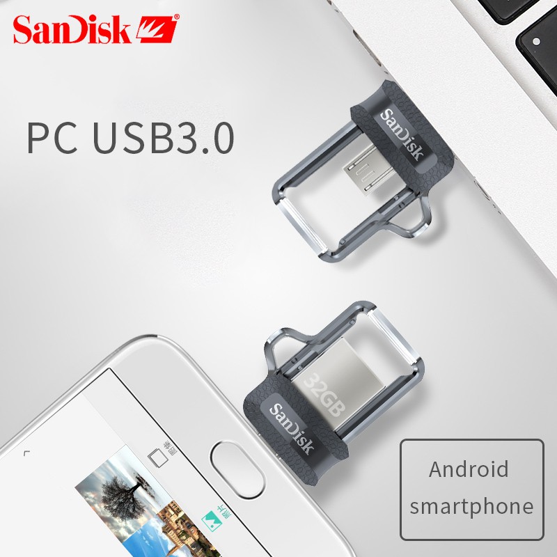 Ổ Cứng Ngoài Sandisk Ultra Dual Drive M3.0 128gb Usb 3.0 Otg Đen