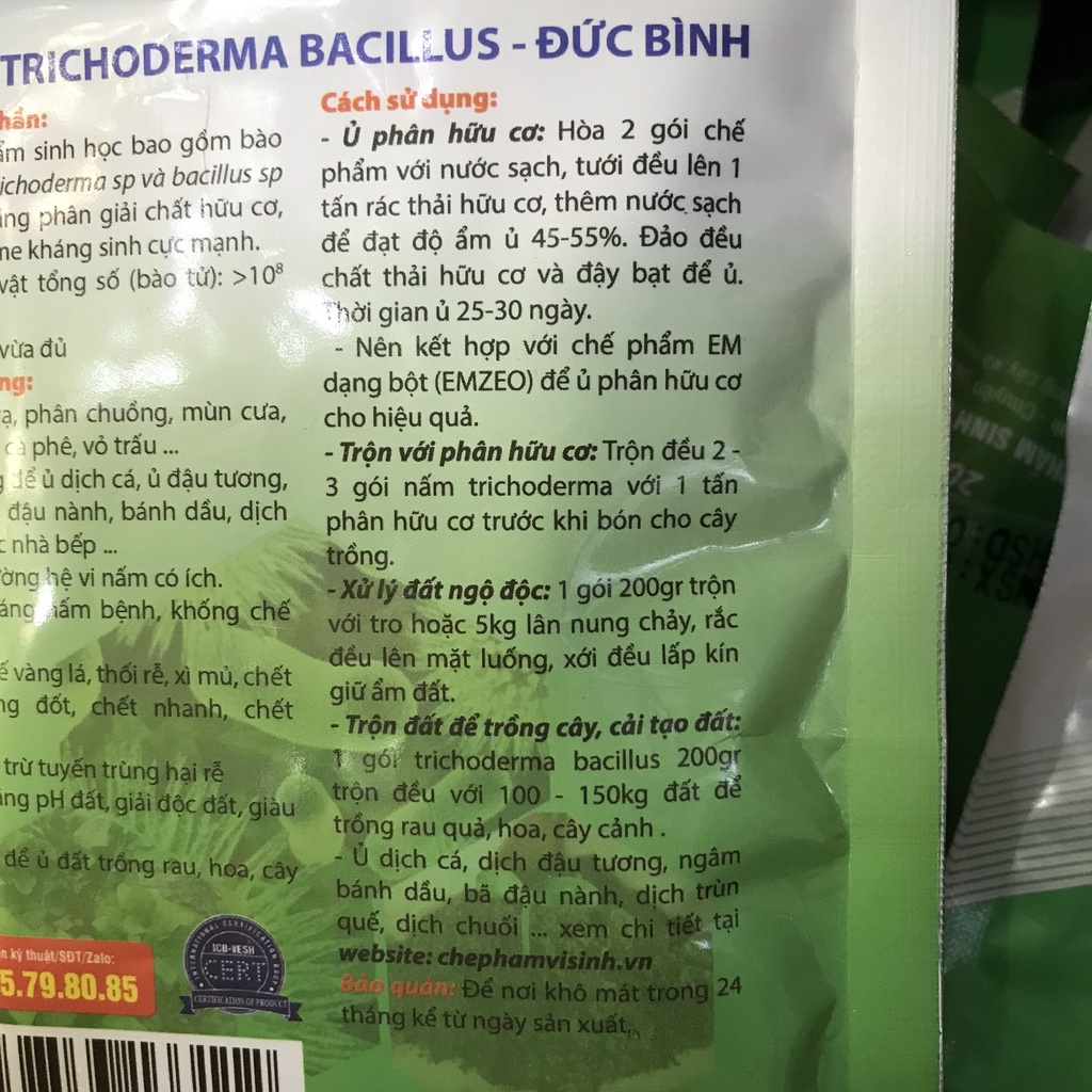 Chế phẩm men vi sinh nấm đối kháng trichoderma bacillus Đức Bình 200gr