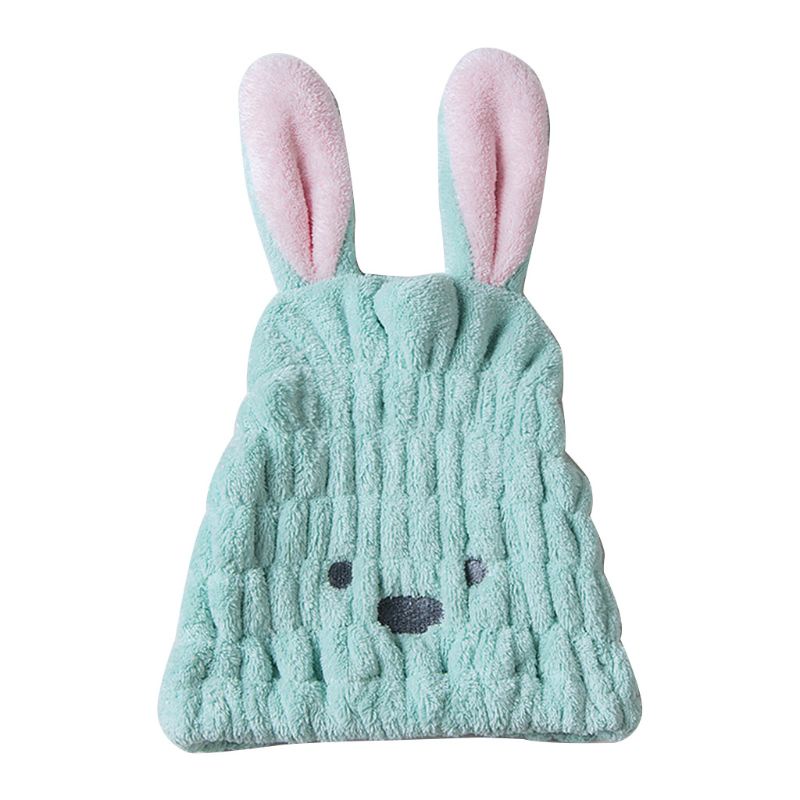 Mũ Trùm Đầu Hình Tai Thỏ Dễ Thương Siêu Thấm Hút Nhanh Khô Tóc Tiện Dụng