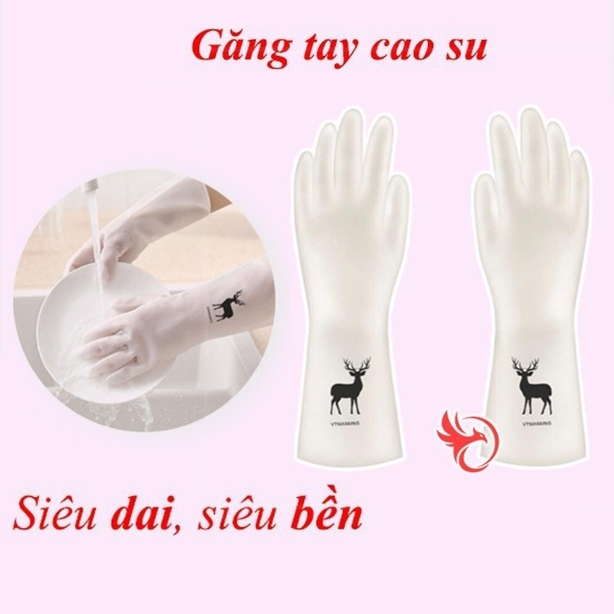 [FREESHIP❤️]Găng tay cao su, găng tay rửa bát, rửa chén, vệ sinh nhà cửa hình hươu Siêu Bền