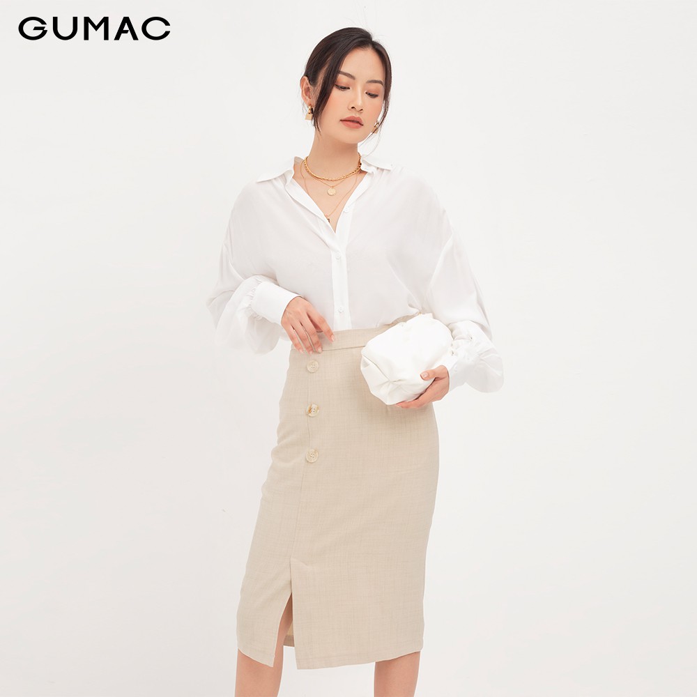 Chân váy nữ phối 3 nút GUMAC VA12121 | BigBuy360 - bigbuy360.vn