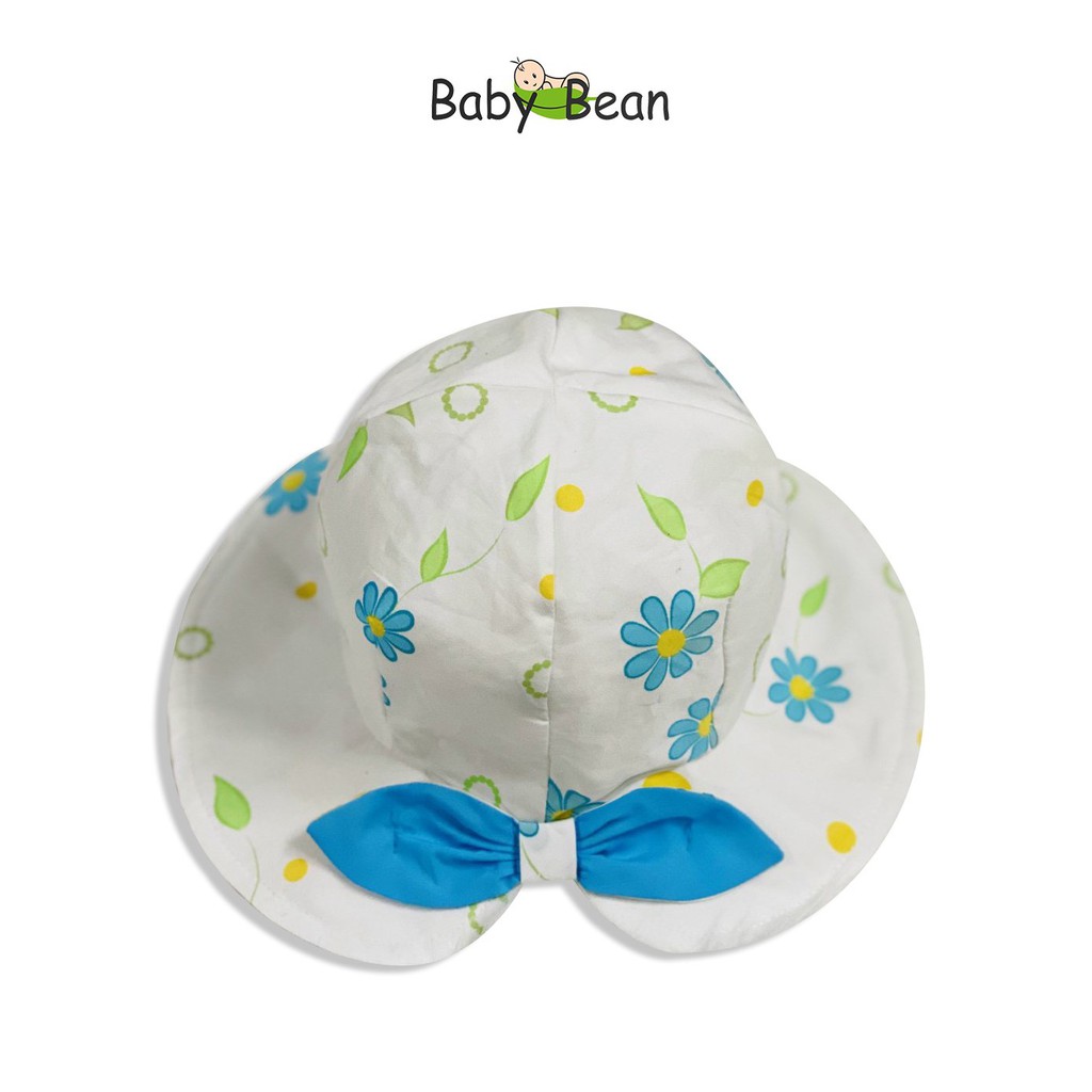 Đầm Cotton Viền Eo Nơ Vai Thêu Bông Chân bé gái BabyBean