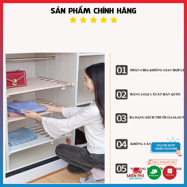 [Hàng Xuất Hàn Quốc ] Kệ Chia Ngăn Tủ  Đa Năng, Không Cần Khoan, Bắt Vít,Chịu Lực &gt;&gt;100kg.