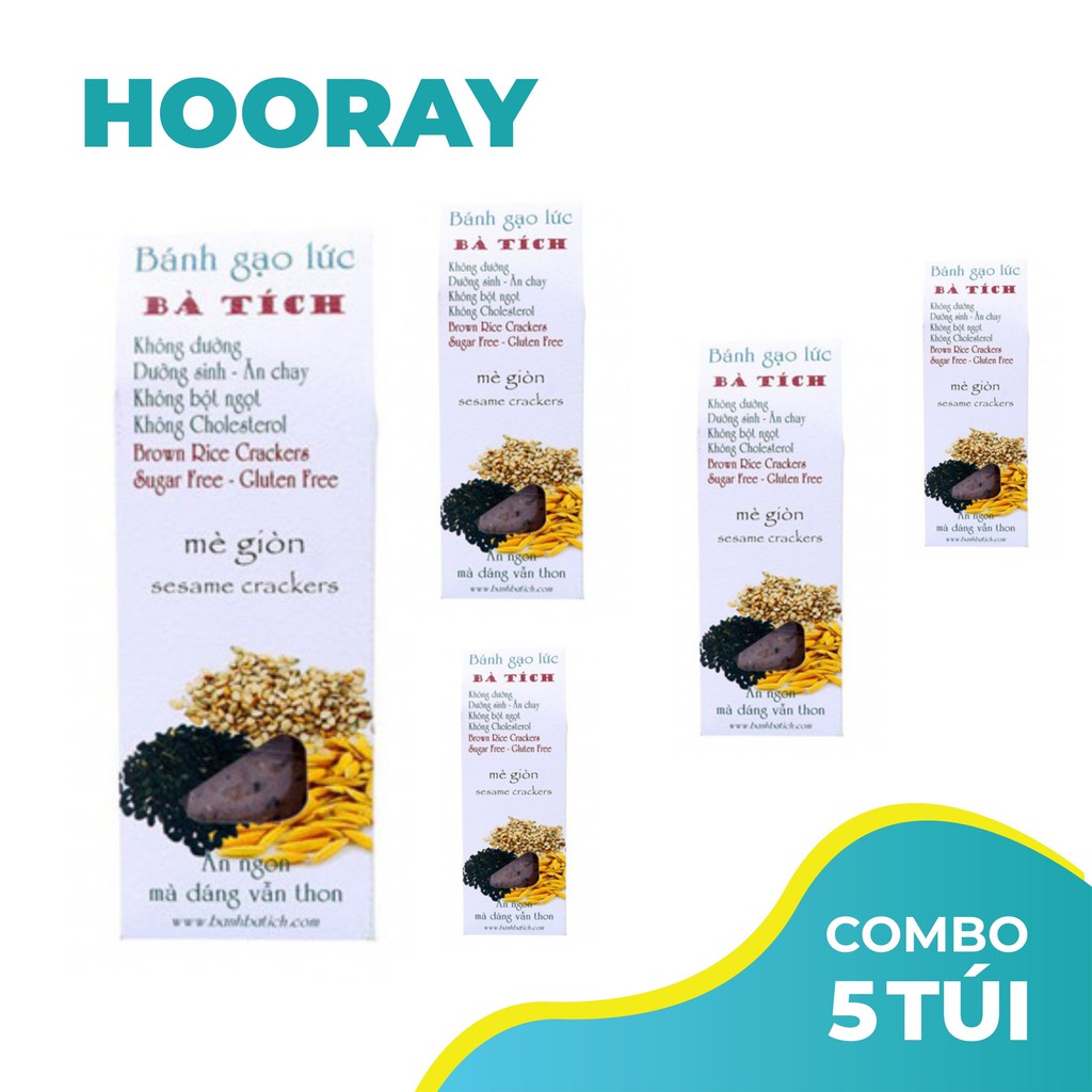 COMBO 3 HỘP BÁNH GẠO LỨT THỰC DƯỠNG I BÀ TÍCH I  ĂN VẶT DINH DƯỠNG HOORAY