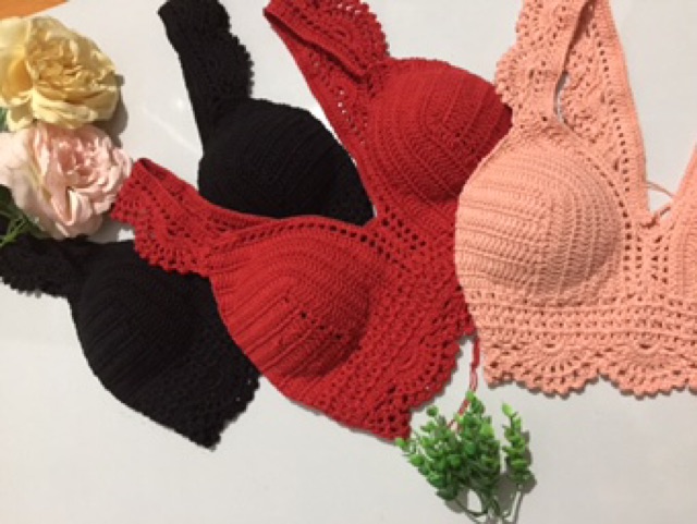 Áo bơi len móc 👙 viền bánh bèo (có nh màu) | BigBuy360 - bigbuy360.vn