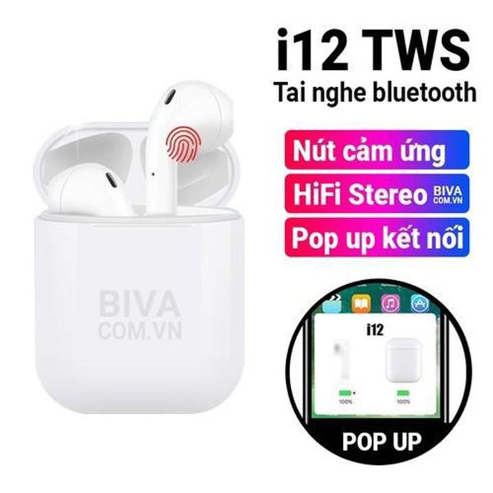 (Trợ giá shopee) Tai Nghe Bluetooth mini i12 TWS Cảm Biến Vân Tay