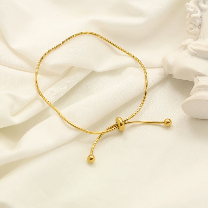 Lắc tay titan nữ 100% TITAN NGUYÊN CHẤT KHÔNG GỈ vòng tay vàng thiết kế đơn giản kiểu dáng rút sợi thời trang 2021