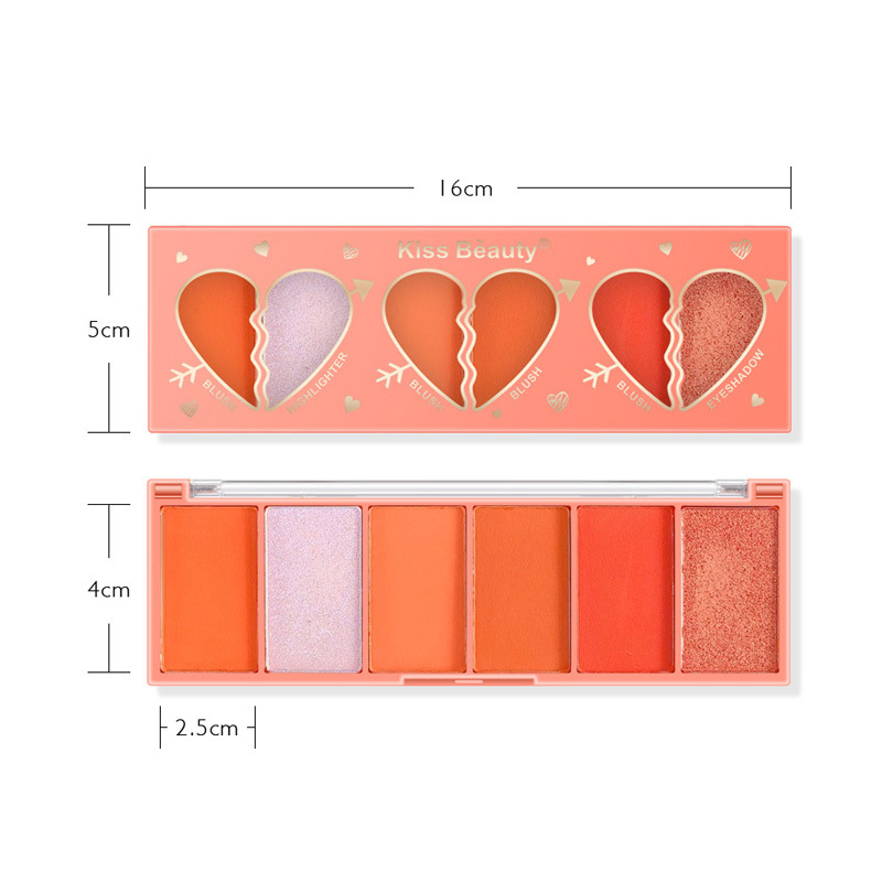 Bảng Phấn Má Hồng Kiss Beauty 6 Màu Tông Cam Nude Độ Bóng Cao | BigBuy360 - bigbuy360.vn